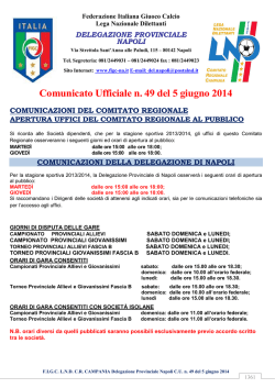 Comunicato Ufficiale n. 49 del 5 giugno 2014