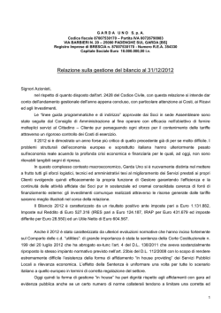 Relazione Gestione Bilancio Civile solo Garda Uno 2012