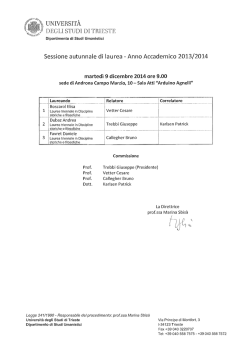 UNIVERSITA DEGLI DI - Dipartimento di Studi Umanistici