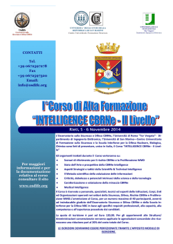 Corso di Alta Formazione Intelligence CBRNe