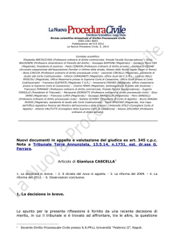 Scarica qui il contributo - La Nuova Procedura Civile