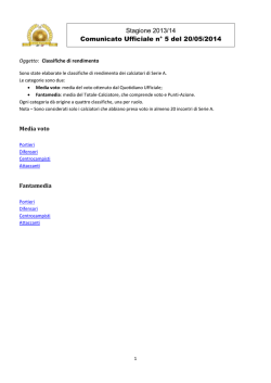 Stagione 2013/14 Comunicato Ufficiale n&deg; 5 del 20/05