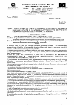 BANDO Dl GARA PER CONTRATTO Dl SERVIZIO DI ASSISTENZA