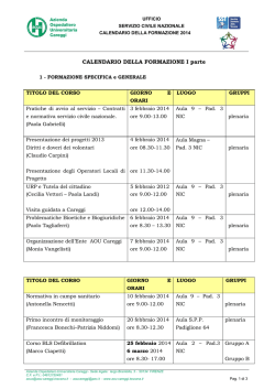 2014 Calendario formazione volontari