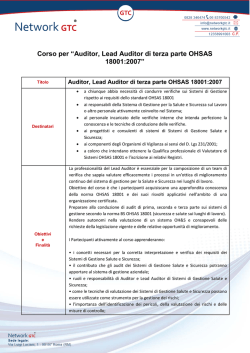 Auditor, Lead Auditor di terza parte OHSAS 18001:2007