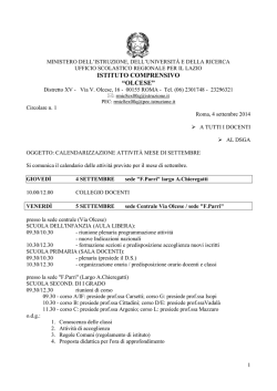 calendarizzazione attivit&agrave; mese di settembre