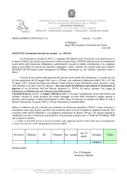 Nota USR Veneto del 3.11.2014 - Treviso – Ufficio scolastico