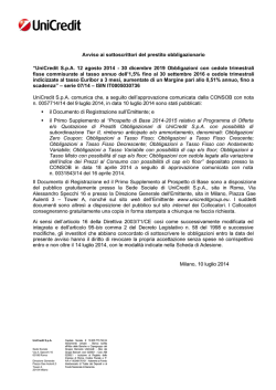 Avviso ai sottoscrittori del prestito obbligazionario