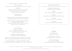 STONE BAKED PIZZA STARTER opo MAIN COURSE opo DESSERT