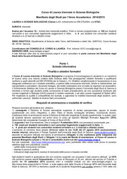 Manifesto a.a. 2014/2015 - Corso di Laurea in Biologia
