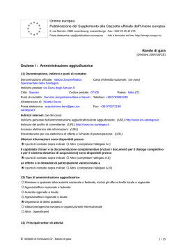 Bando di gara - Istituto Zooprofilattico Sperimentale della Sardegna