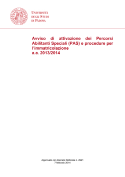 Avviso di attivazione dei Percorsi Abilitanti Speciali (PAS) e