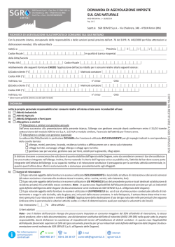 domanda di agevolazione imposte sul gas naturale