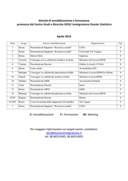 Aprile 2014 - Dossier Statistico Immigrazione