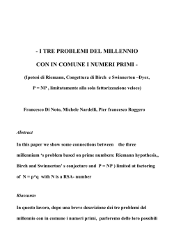 I tre problemi del millennio con i numeri primi