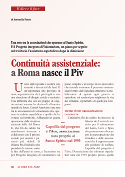 Continuit&agrave; assistenziale: a Roma nasce il Piv