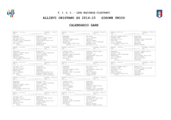Calendario Allievi Stagione 2014/2015