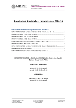 Esercitazioni linguistiche – I semestre a. a. 2014/15