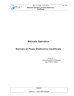 Manuale Operativo Servizio di Posta Elettronica Certificata
