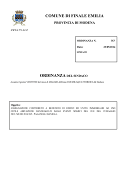 ordinanza del sindaco - Comune di Finale Emilia