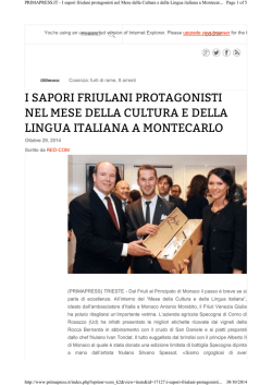 29.10.2014 PRIMAPRESS.IT I sapori friulani protagonisti nel Mese