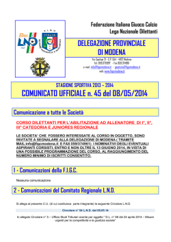 COMUNICATO UFFICIALE n. 45 del 08/05/2014