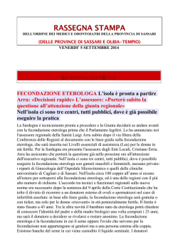 RASSEGNA STAMPA 05 SETTEMBRE 2014