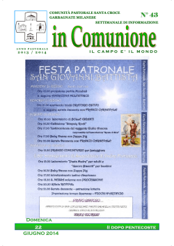 In comunione n&deg; 43 del 22 giugno 2014
