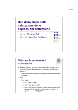 Applicazione dello stack: valutazione di espressioni aritmetiche