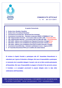 COMUNICATO UFFICIALE - Risultati e Classifiche