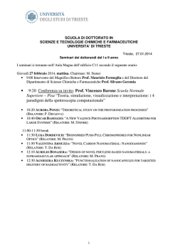 • 9:20 Conferenza su invito: Prof. Vincenzo Barone Scuola Normale