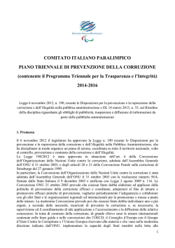 Piano Triennale Prev Corruzione e Trasparenza 2014-2016