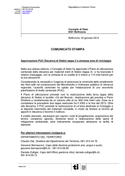 Approvazione PUC Discarica di Stabio tappa 3 e annessa area di