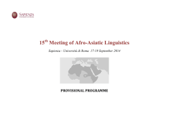 15 Meeting of Afro-Asiatic Linguistics - Universit&agrave; di Roma