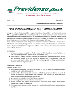 N&deg; 94 &ndash; Pre-pensionamento per i commercianti e