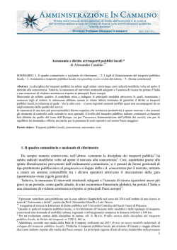 1 Autonomie e diritto ai trasporti pubblici locali * di Alessandro