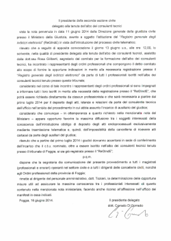 Nota Tribunale FG su REGINDE - Ordine Architetti PPC Foggia