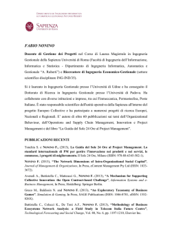 FABIO NONINO - Dipartimento di Informatica e Sistemistica