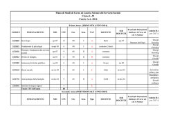 Piano di studi Scienze del Servizio Sociale