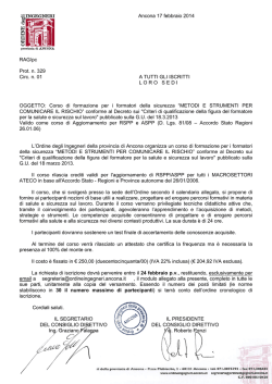 Ancona 17 febbraio 2014 RAG/pc Prot. n. 329 Circ. n. 01 A TUTTI