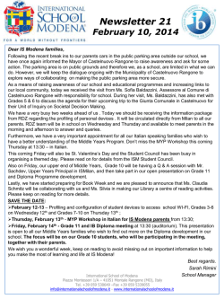 Newsletter 21 - International School of Modena