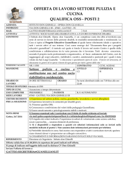 offerta di lavoro settore pulizia e cucina qualifica oss