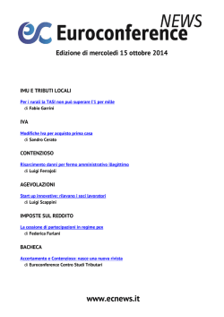 Edizione di mercoled&igrave; 15 ottobre 2014