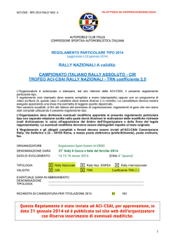 RALLY NAZIONALI A validit&agrave;: CAMPIONATO