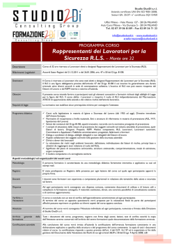 Rappresentanti dei Lavoratori per la Sicurezza R.L.S. &ndash; Monte ore 32