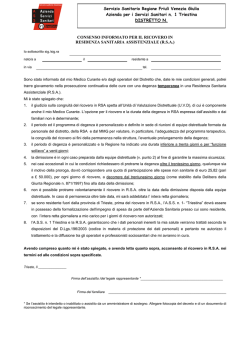 modulo di consenso informato per il ricovero