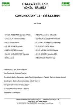 COMUNICATO N&deg; 13 &ndash; del 2.12.2014