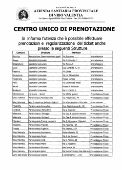 Elenco postazioni ticket-cup - Azienda Sanitaria Provinciale di Vibo