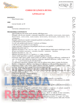 CORSO DI LINGUA RUSSA LIVELLO A2