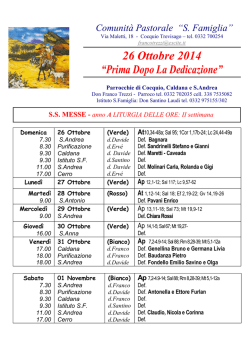 26 Ottobre 2014 &ldquo;Prima Dopo La Dedicazione&rdquo;